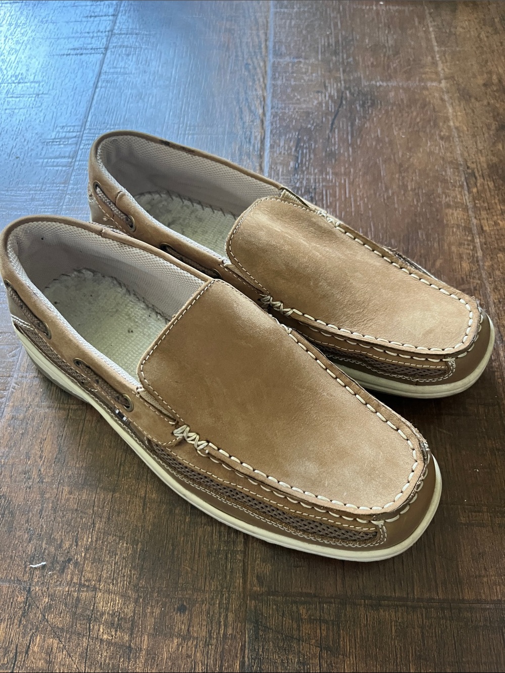 Thom McAn Men's Slip-On Boat Shoes in Tan Brown